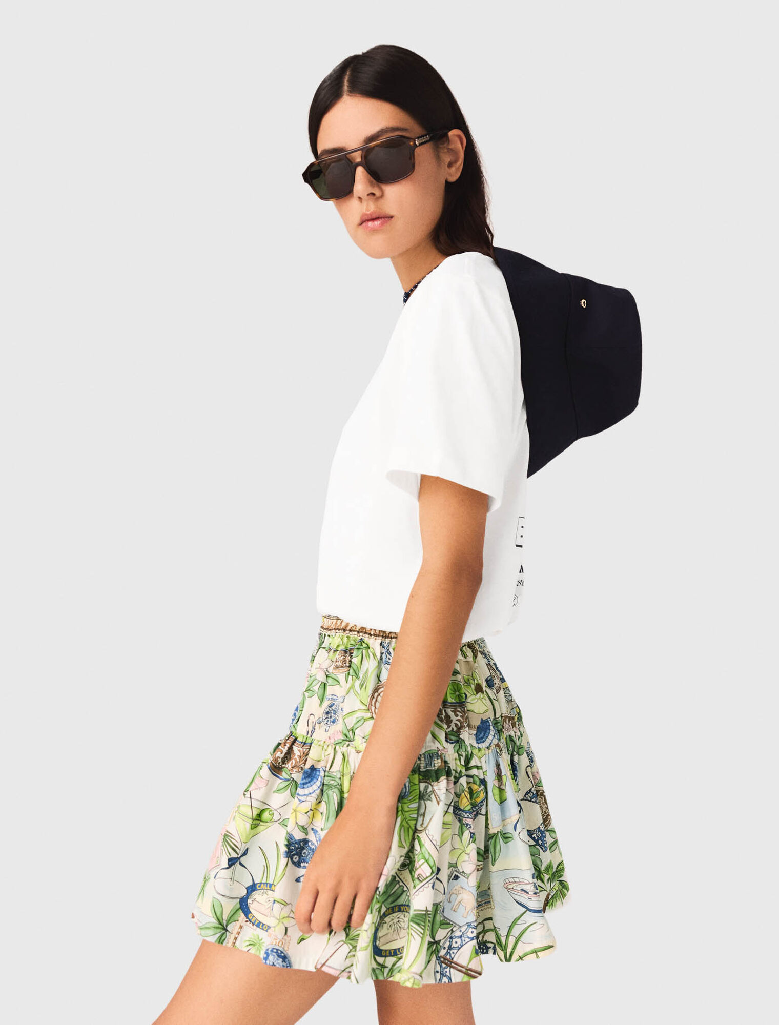 Printed ruffled skirt