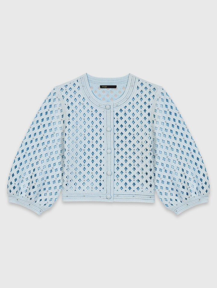 Rhinestone crochet cardigan