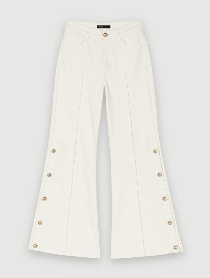 Wide-leg pants with side buttons