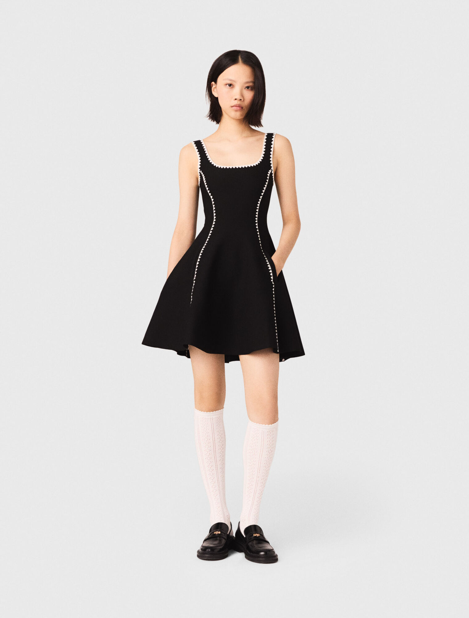 Short dress with topstitch details