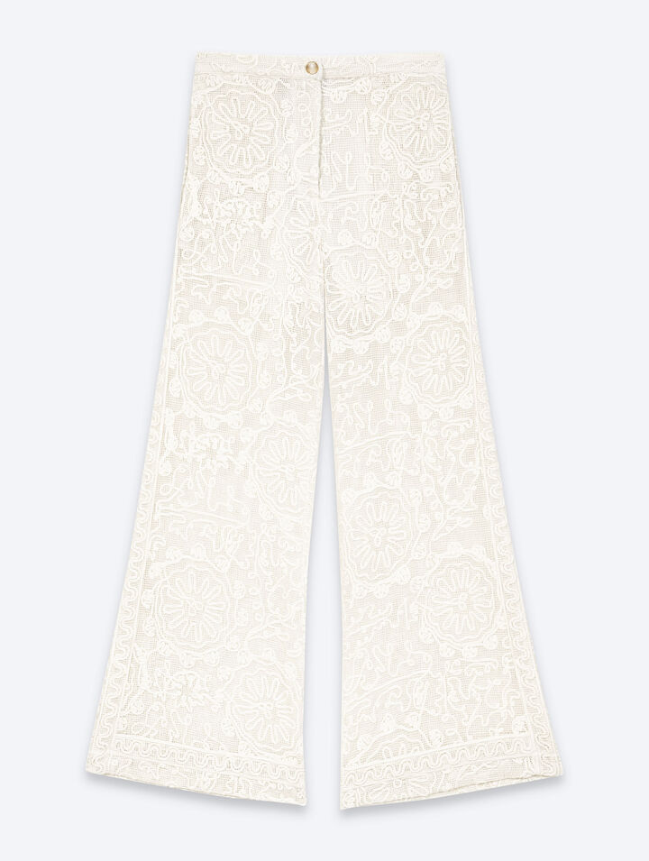 Guipure lace trousers