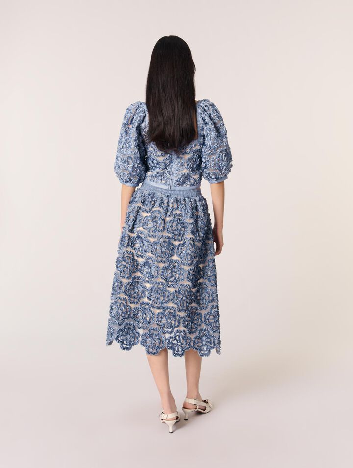 Floral organza maxi skirt