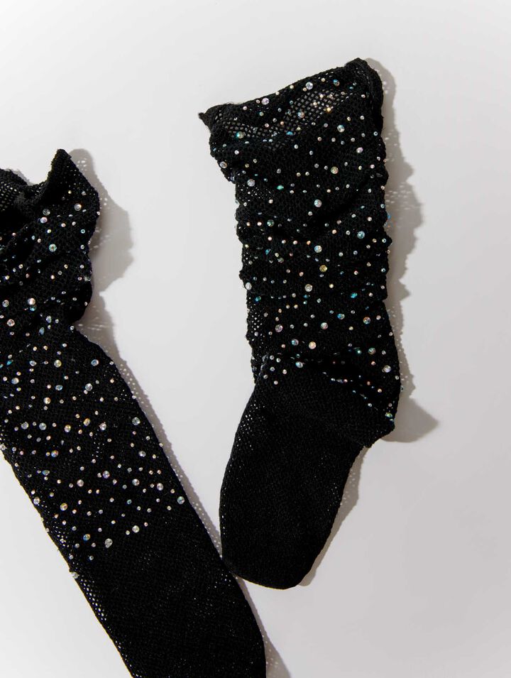 Rhinestone mesh socks