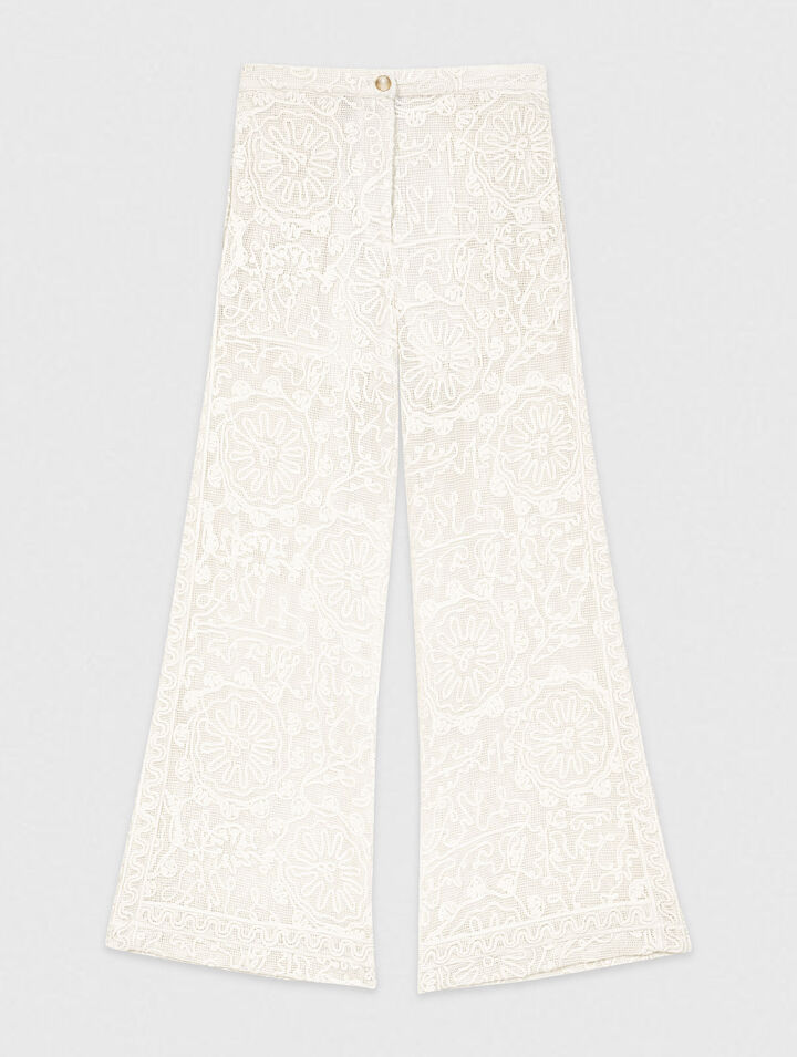 Guipure lace trousers