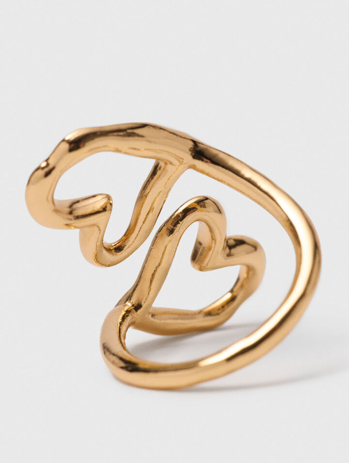 Double gold-plated heart ring