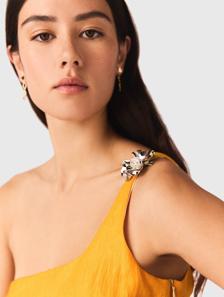 Asymmetrical linen-blend dress