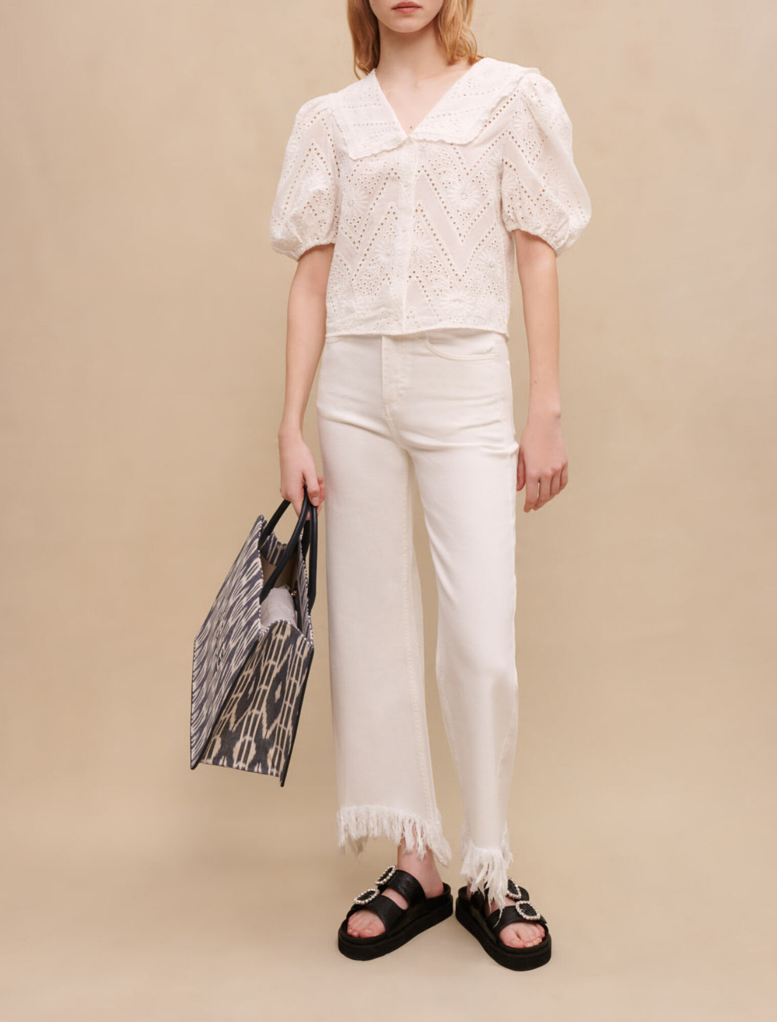 Straight fringed jeans