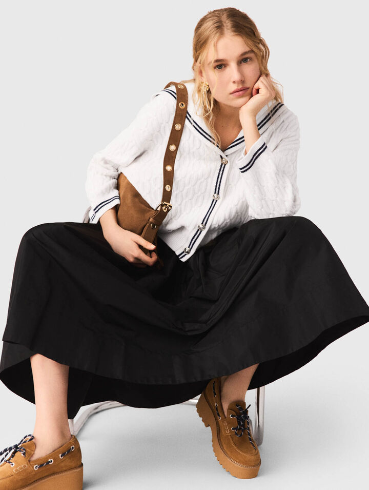 Long skirt with contrast waistband