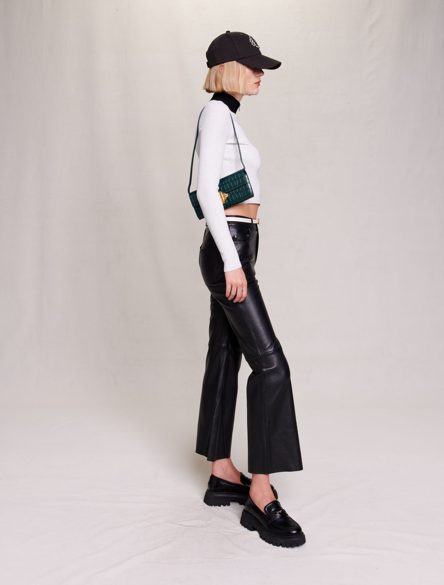 Cropped decorative knit jumper