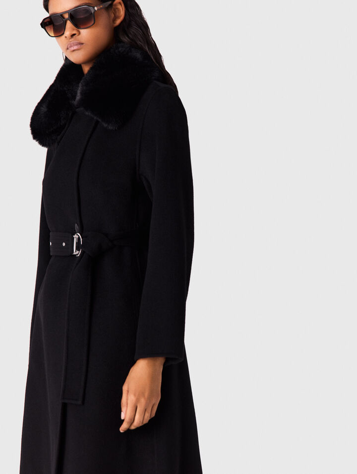 Double-faced coat with removable collar