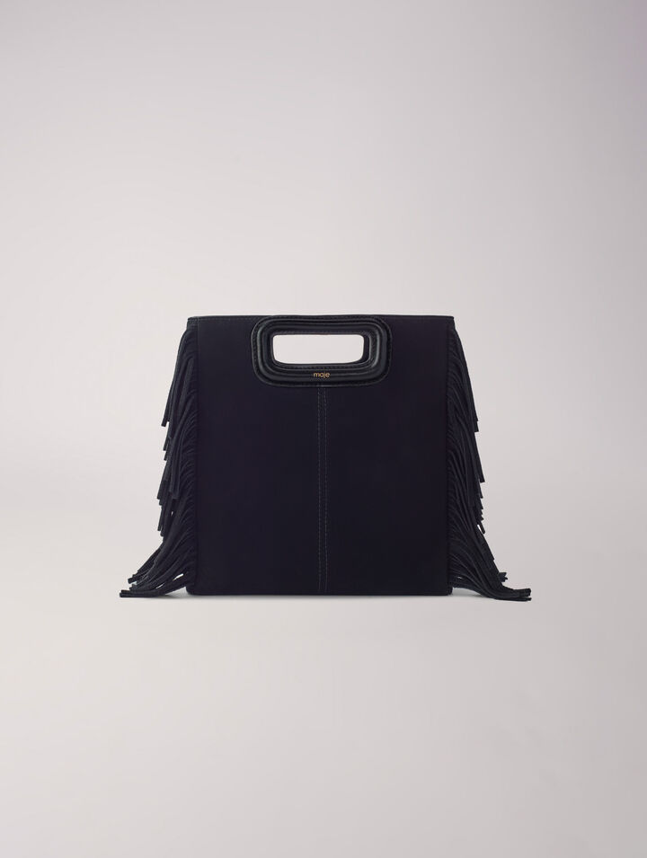 Fringed M bag in suede