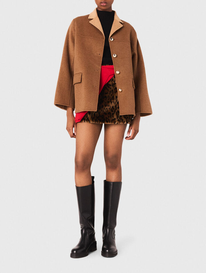 Double-faced mid-length coat