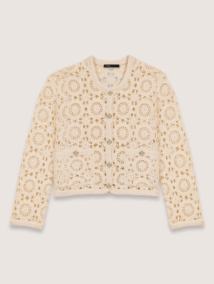 Crocheted cropped cardigan