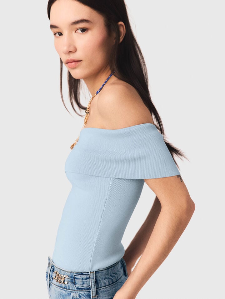 Bardot rib knit top