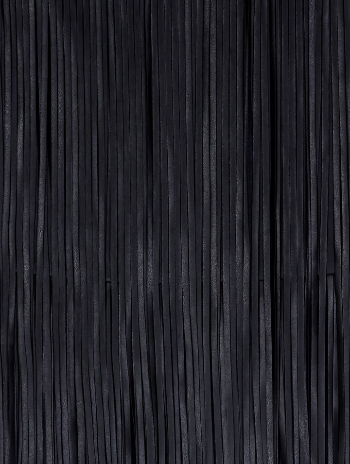 Fringed faux leather skirt