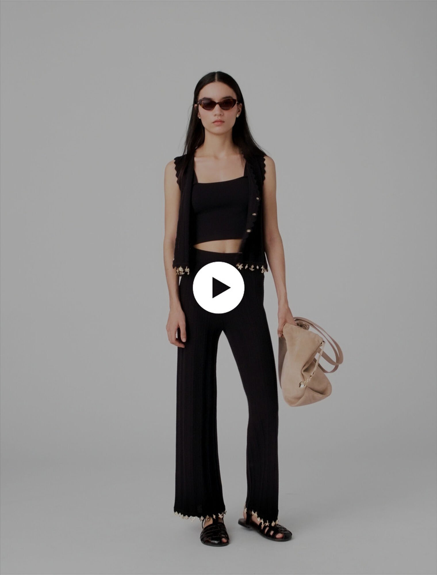 Jewelled knit trousers