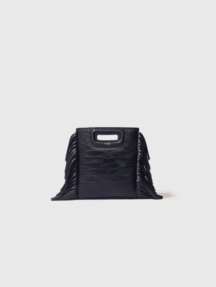 Mini embossed-leather M bag with chain