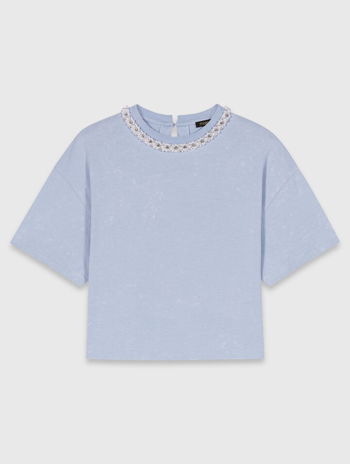 Jewellery neck T-shirt