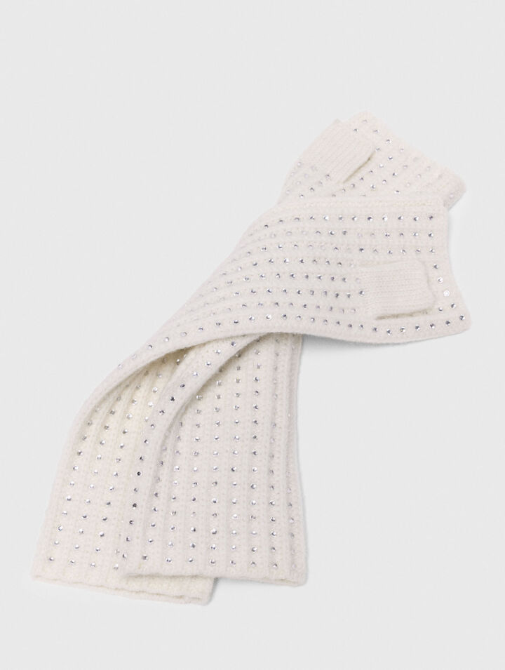 Wool and rhinestone mittens