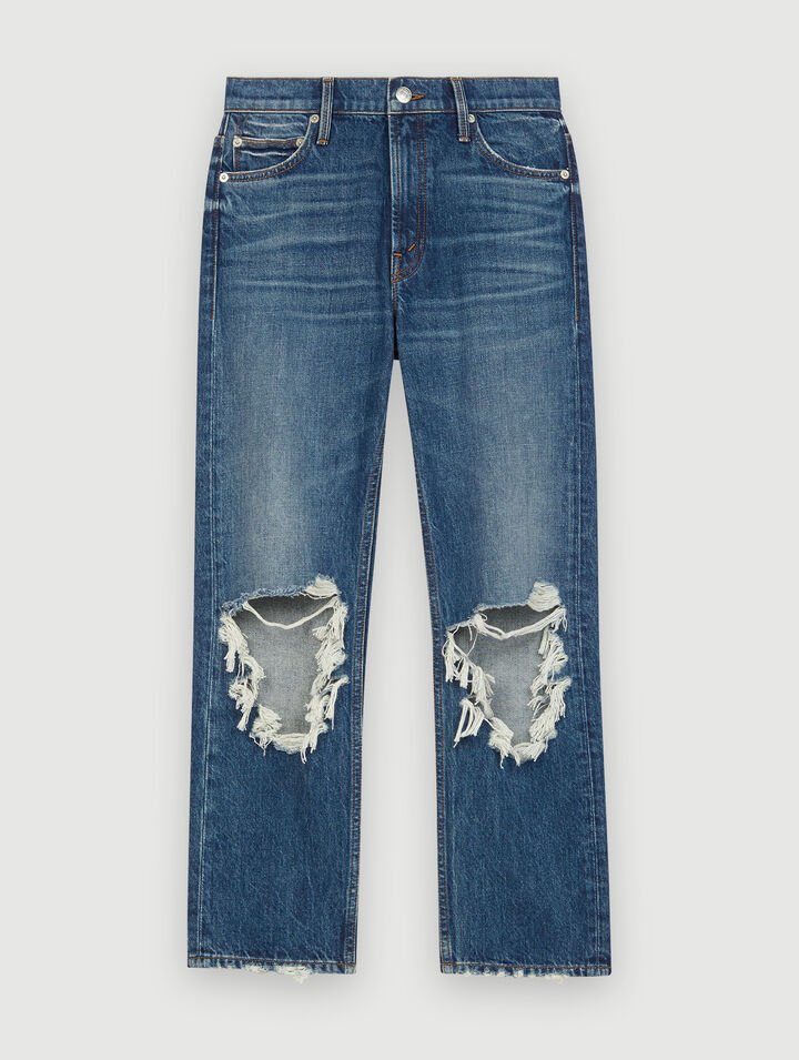Ripped high-waisted jeans
