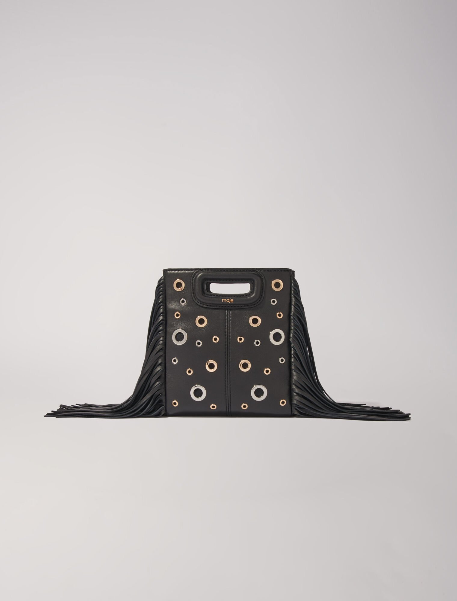 Leather M mini bag with eyelets