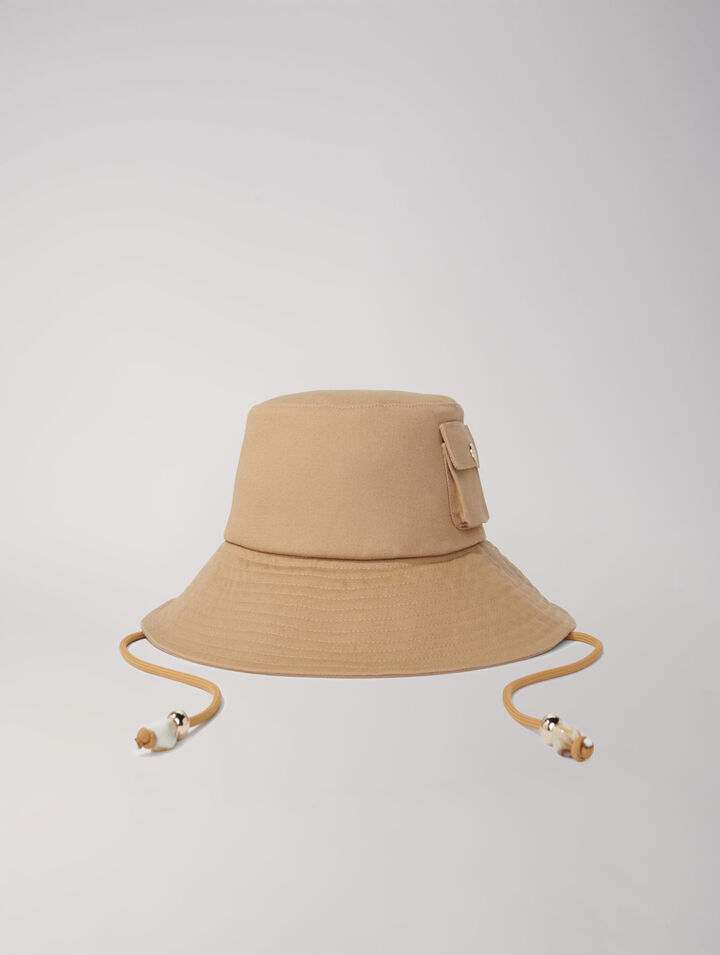 Beaded drawstring bucket hat