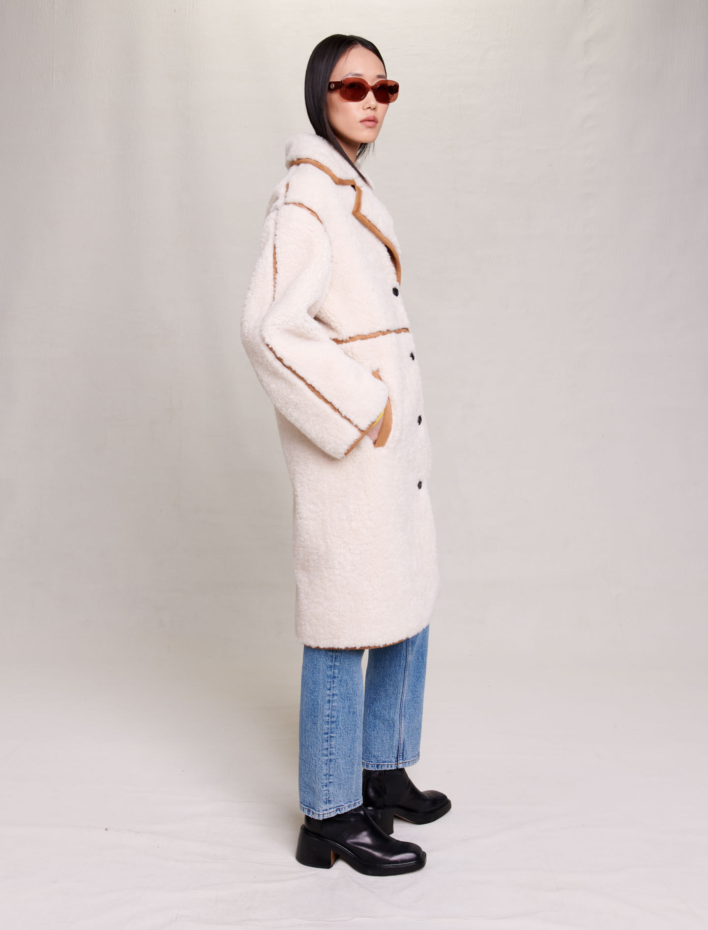 【muguet】shaggy long coat ivory Muguet Shaggy Long Coat
