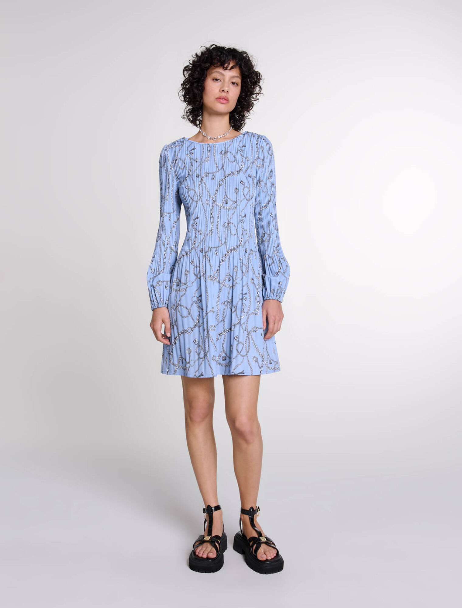 Patterned pleated dress