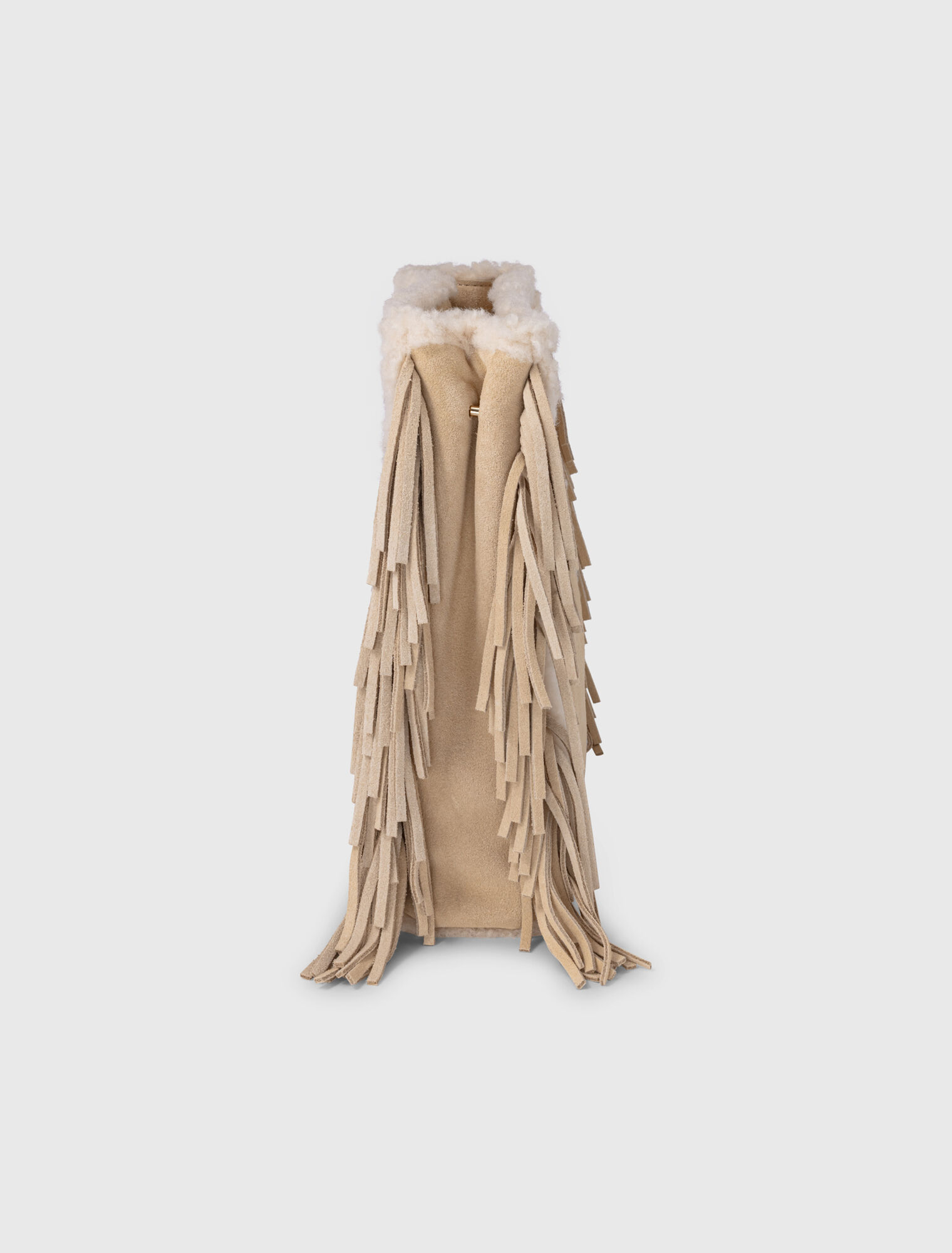 Suede and fur-effect M bag
