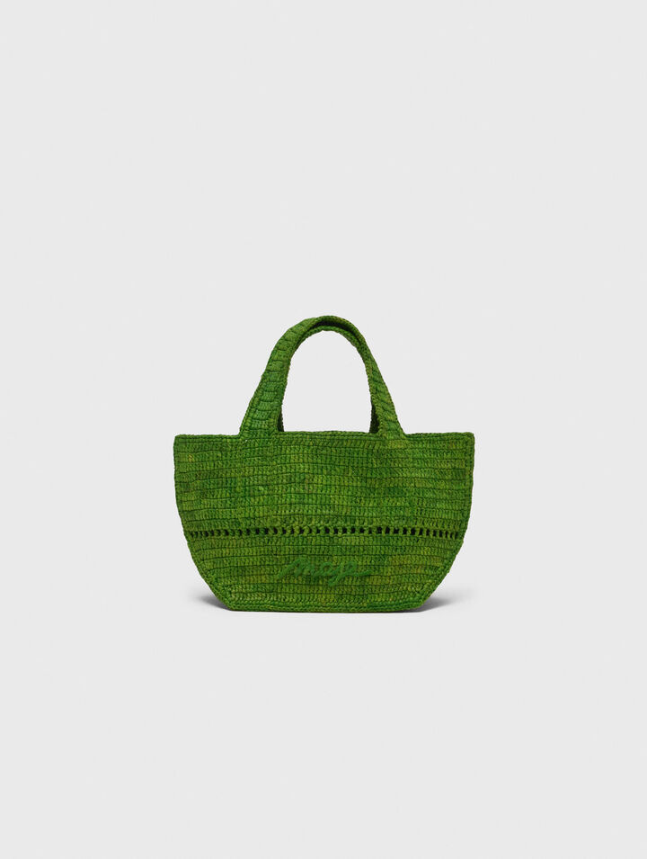 Natural raffia mini shopping bag