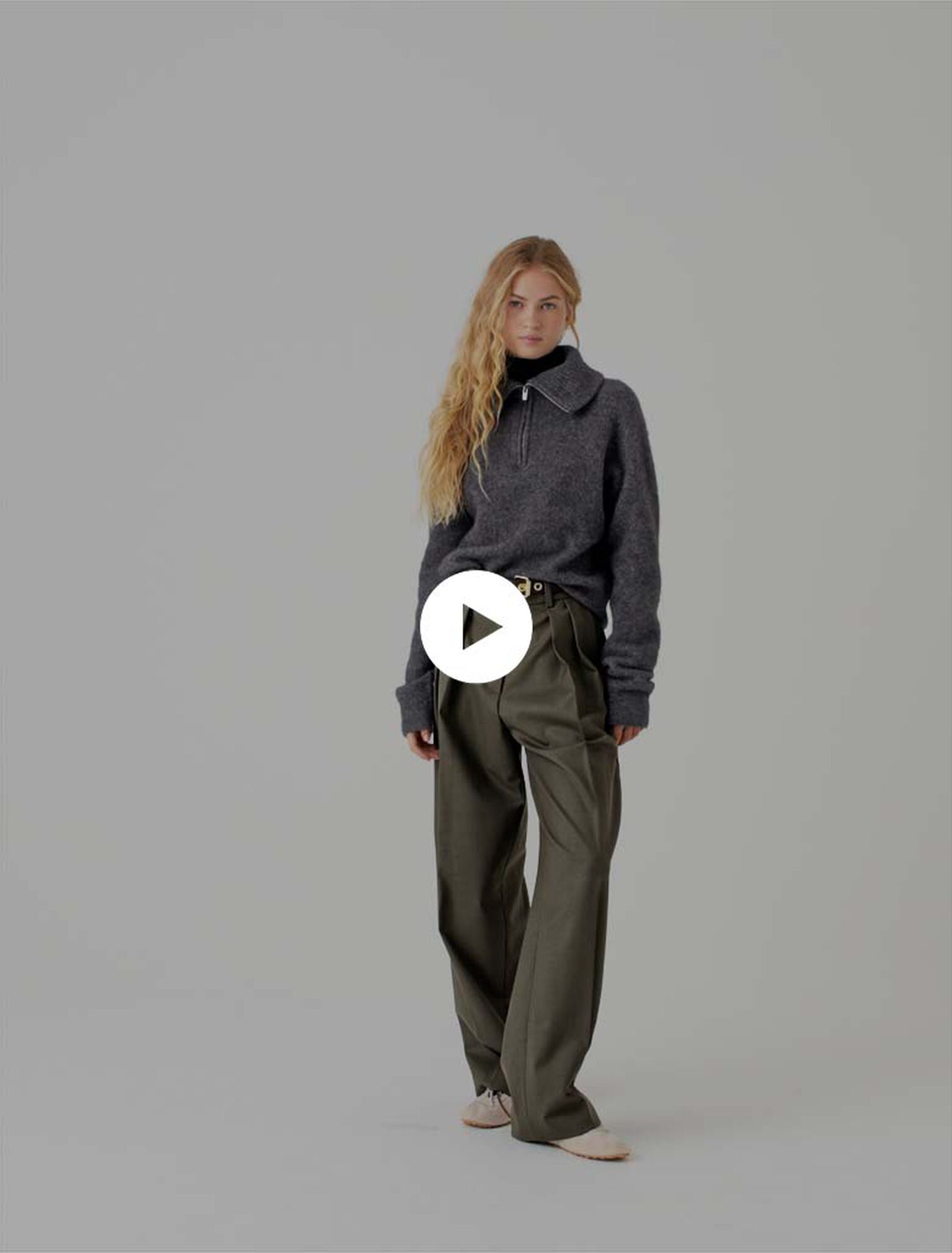 Zip-neck yak jumper