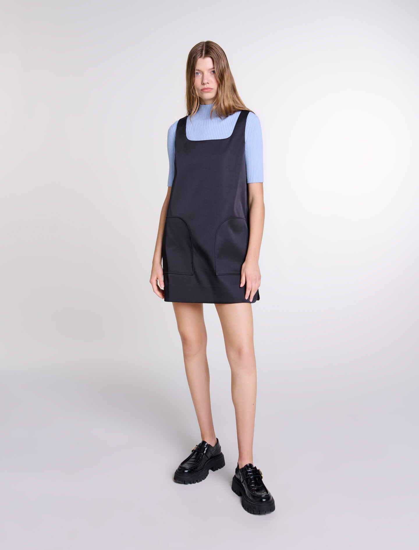 Satin pinafore dress Short dresses Maje