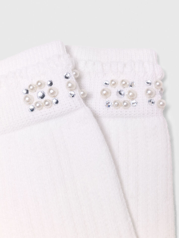 Pearl pointelle socks