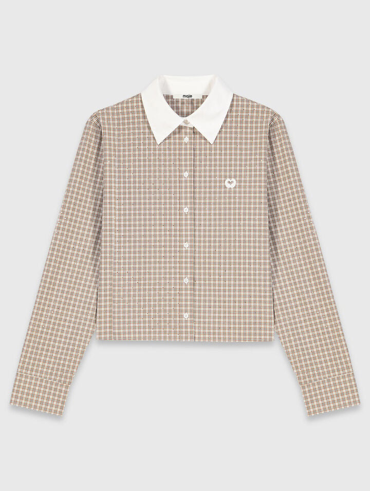 Short rhinestone checked shirt
