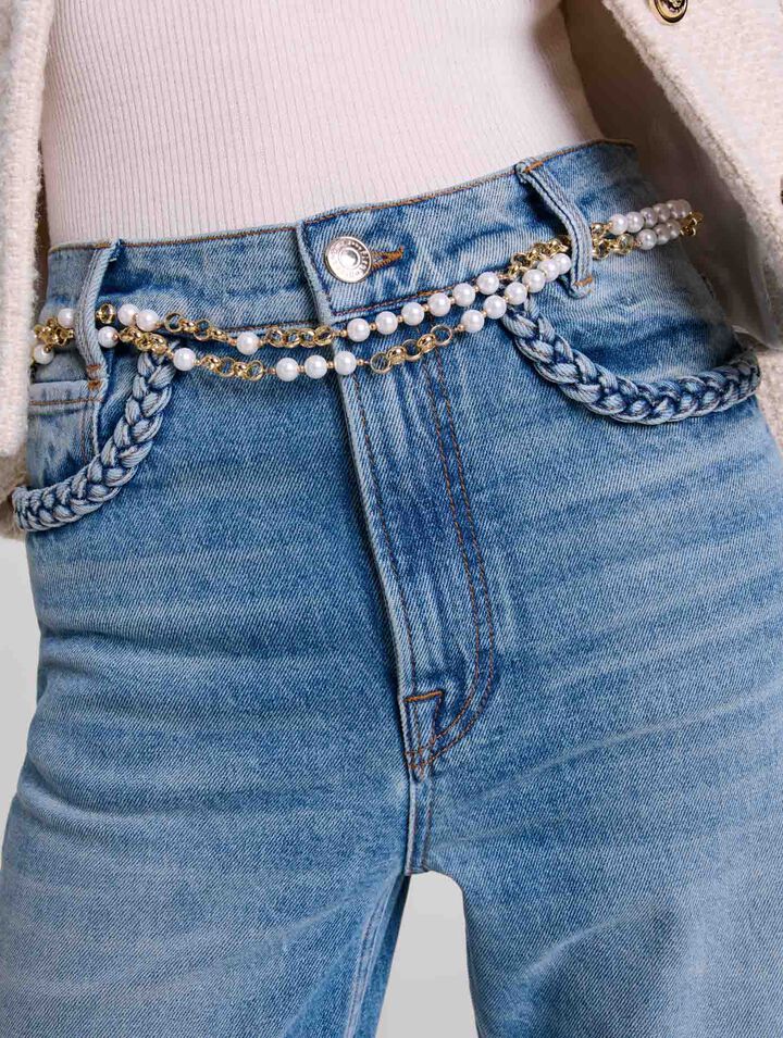 Mixed bead and metal belt