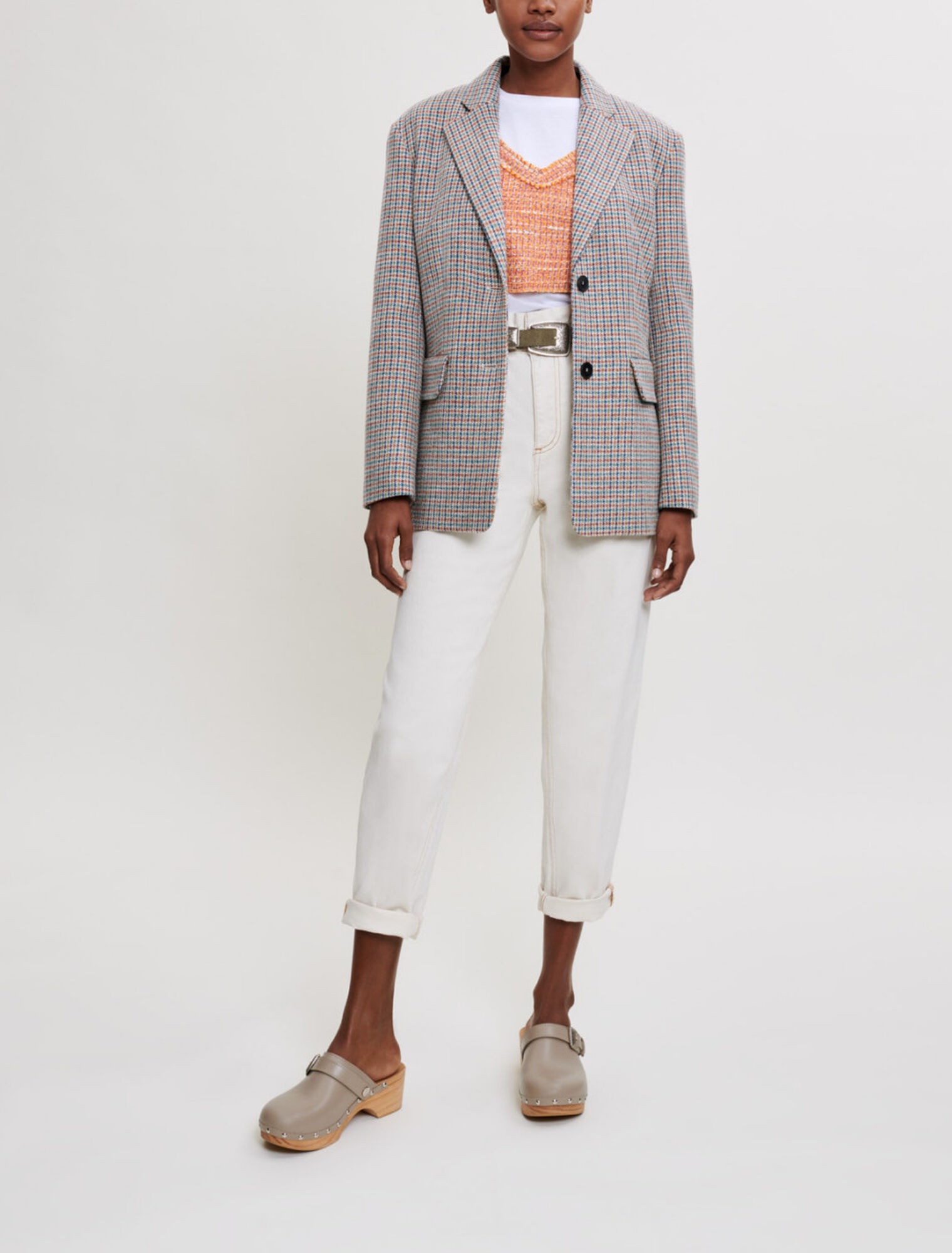Houndstooth pattern suit jacket