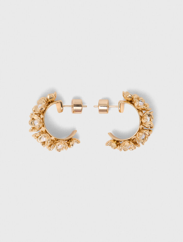 Rhinestone flower hoop earrings