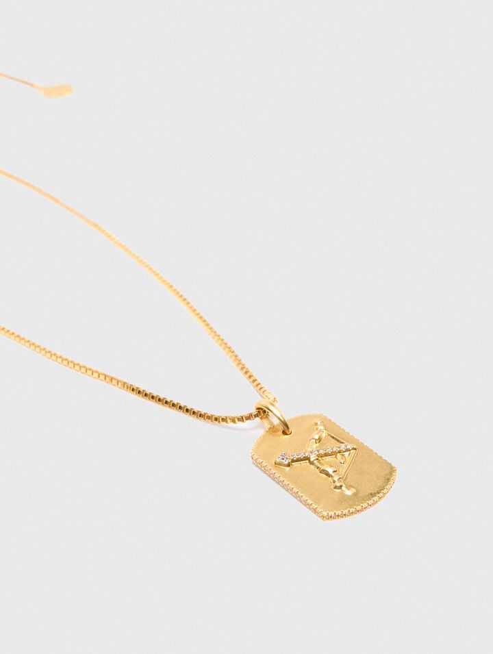 Zodiac sign plaque necklace