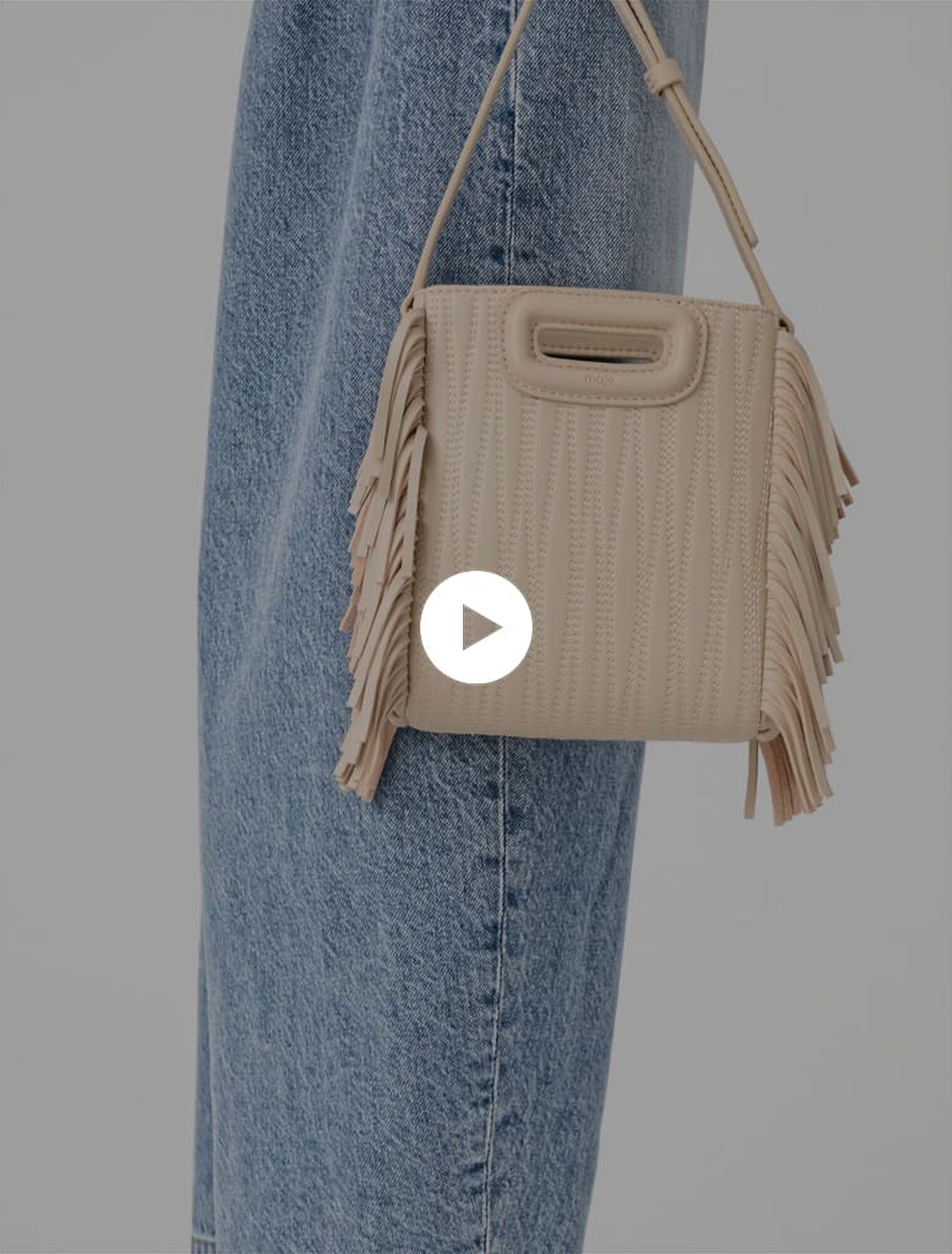 Topstitched leather mini M bag