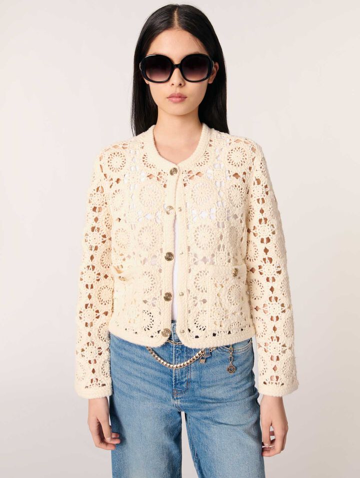 Crocheted cropped cardigan