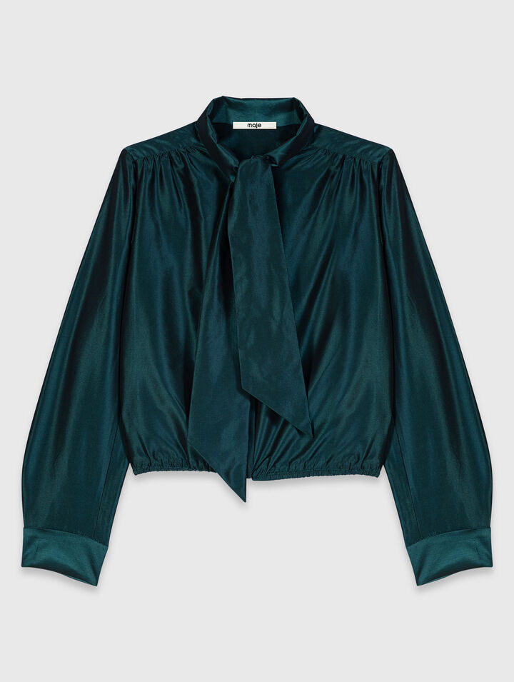 Satin pussy bow shirt