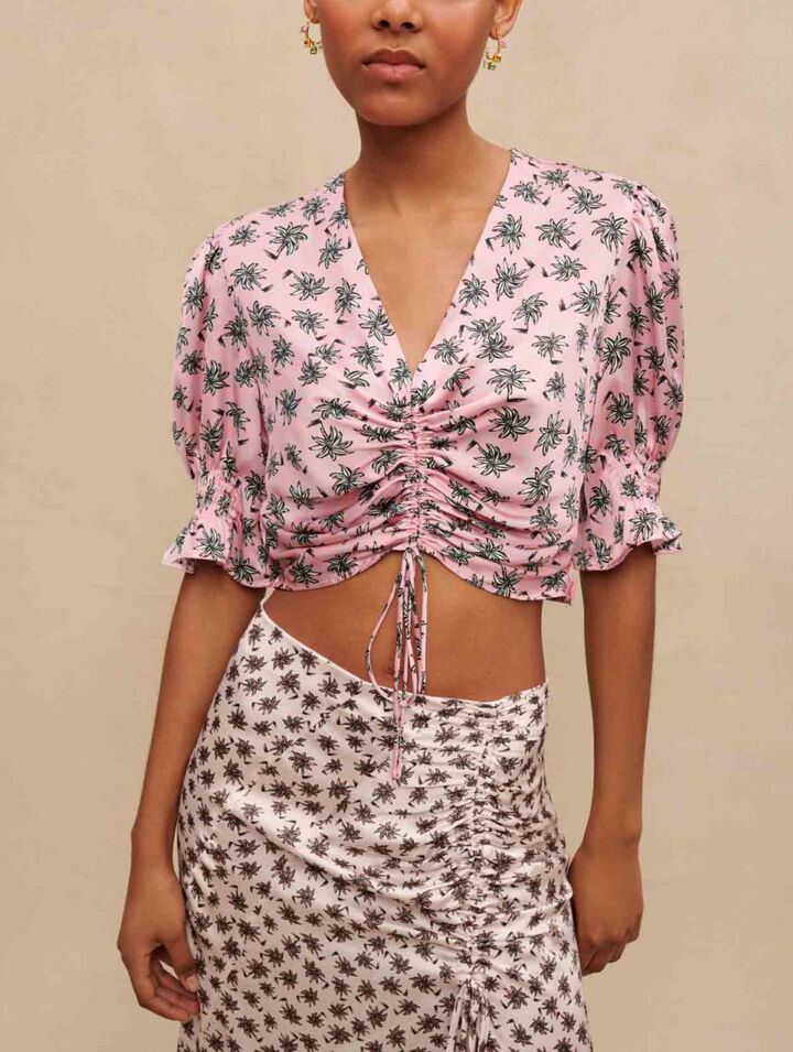 Palm-tree print crop top