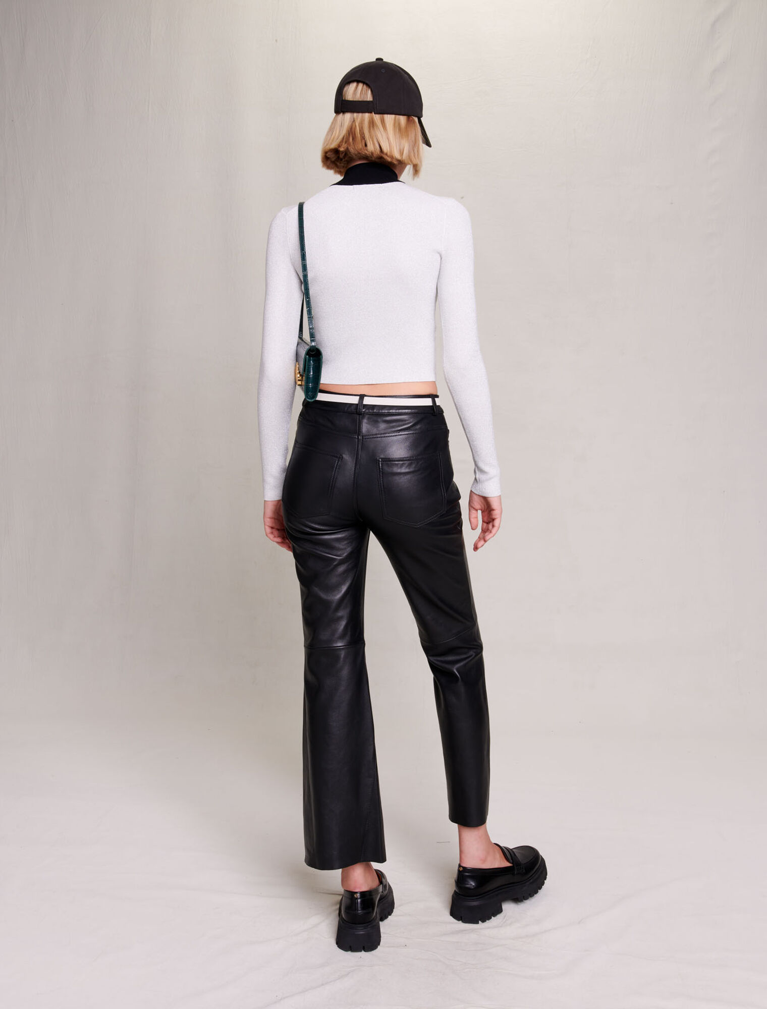 Cropped decorative knit jumper