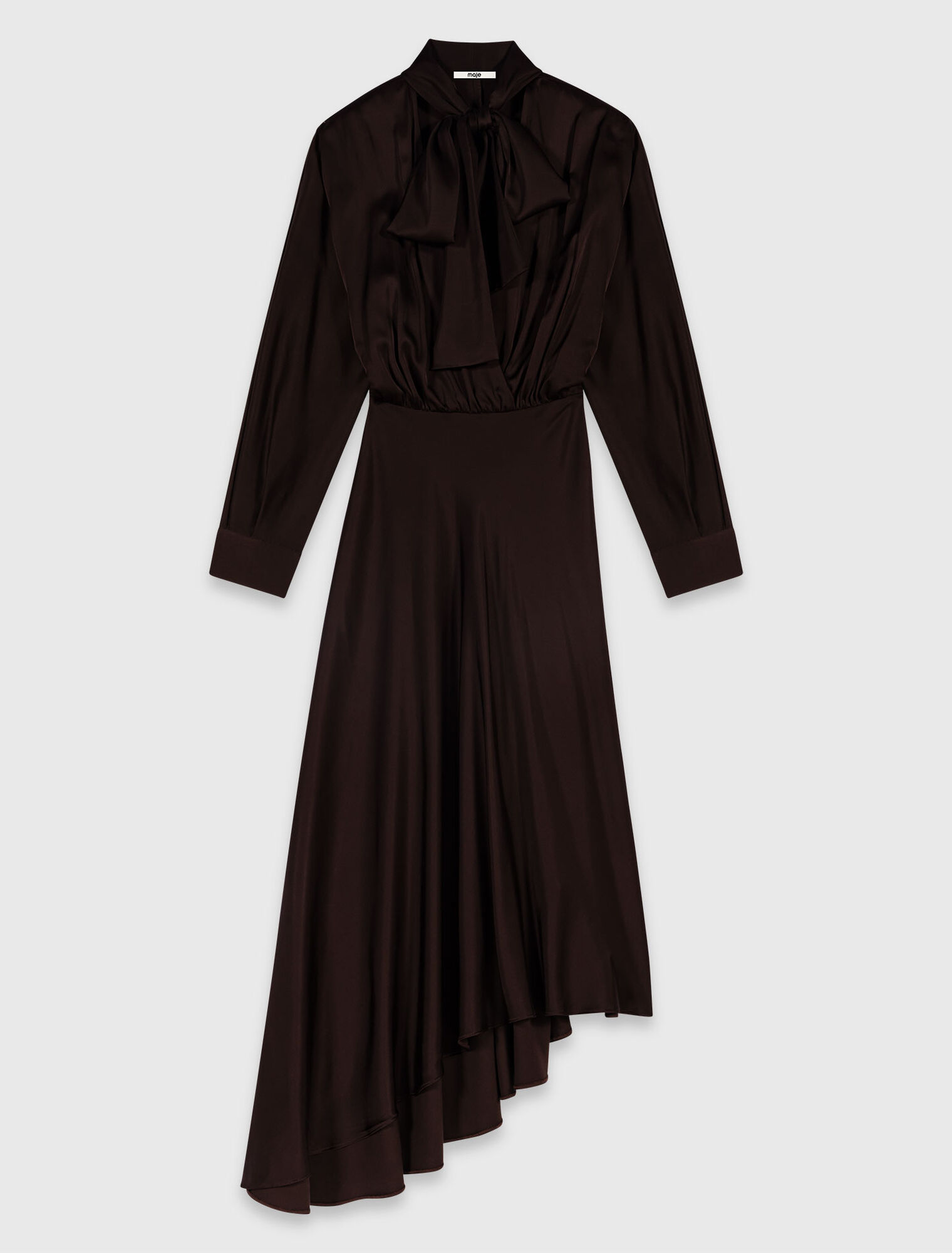 Asymmetrical satin midi dress