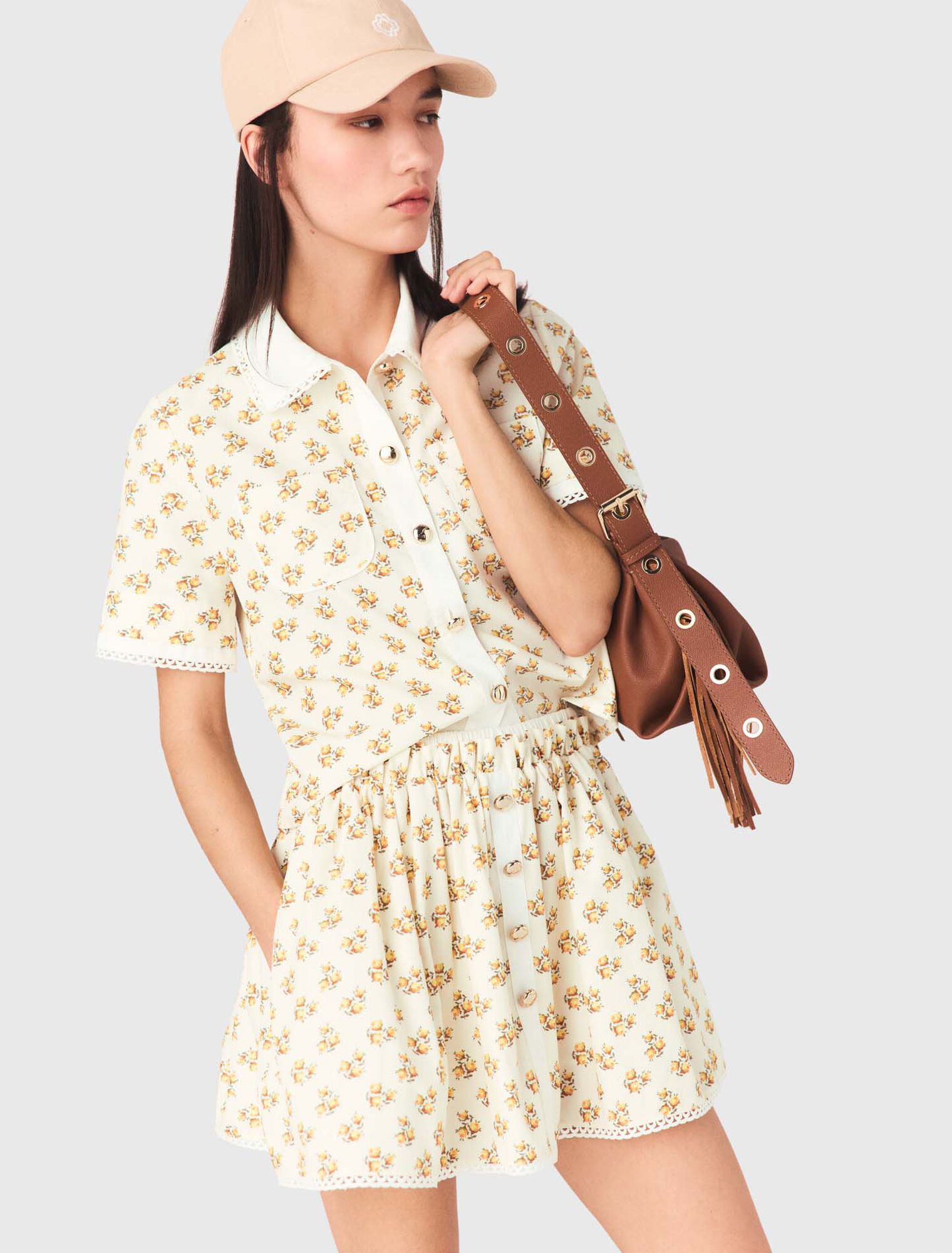 Patterned shirt with croquet trim