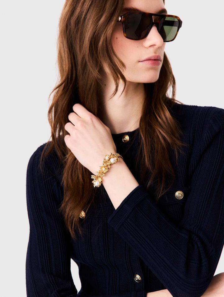 Asymmetric wide chain bracelet