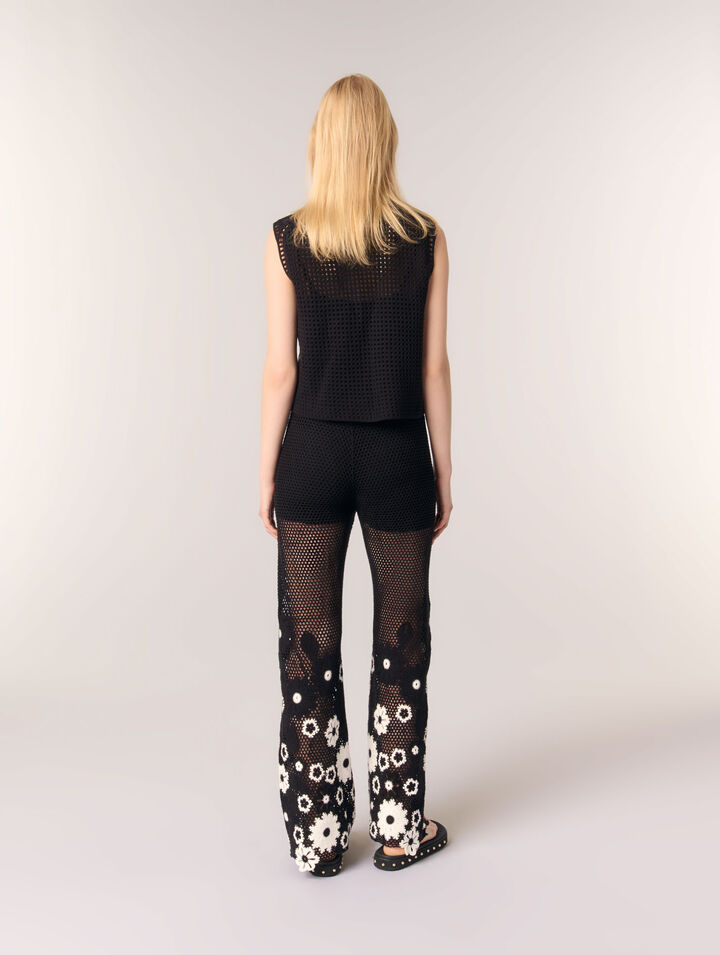 Floral crochet trousers