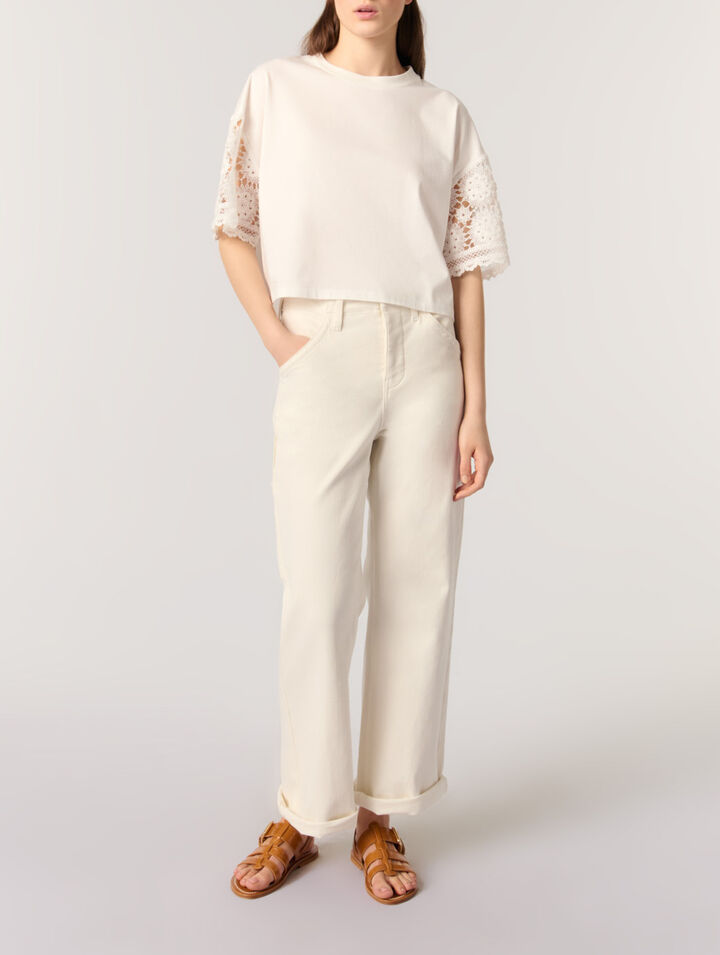 T-shirt with crochet sleeves