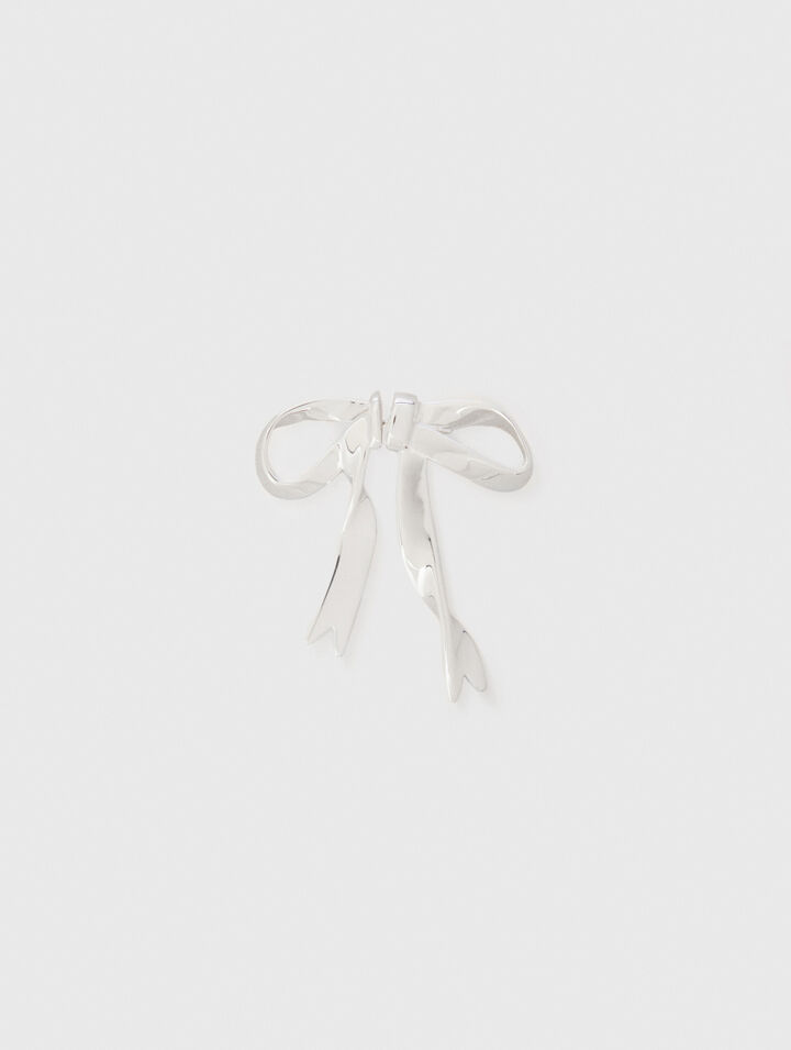 Silver bow earring