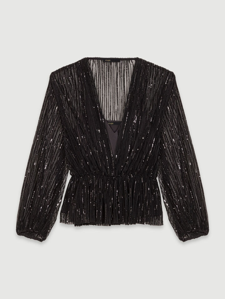 Belted sequin shirt